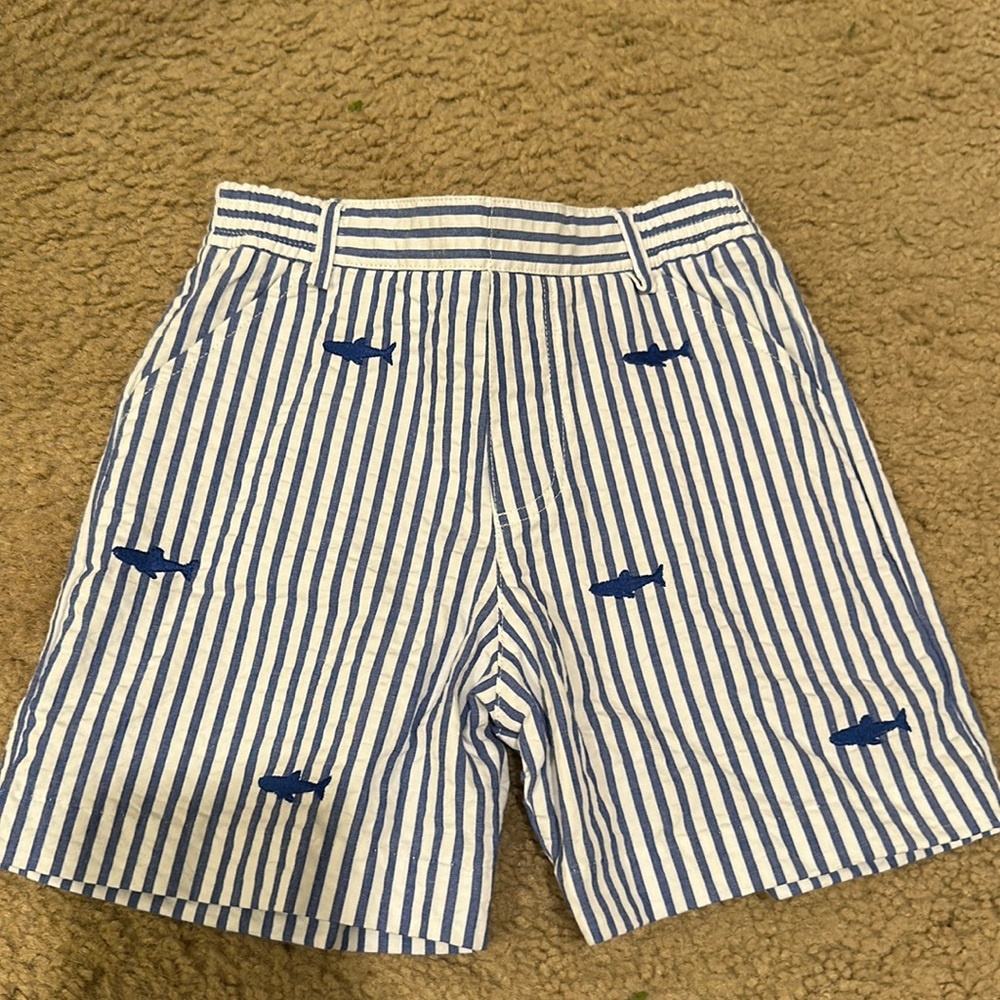 Florence Eiseman Seersucker Short embroidered shark